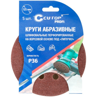 Купить Круг шлифовальный Cutop Profi 125мм Р36  5 шт   85-616 фото №1