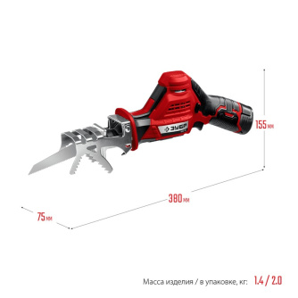 Купить ЗУБР 12В  1 АКБ  2Ач   в коробке  пила сабельная. СПЛ-125-21 фото №3