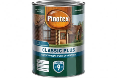 Купить Быстросохнущая пропитка-антисептик Classic plus пропитка 3 в 1  0 9л  сосна  PINOTEX фото №1