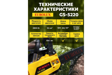 Купить Бензопила Eurolux GS-5220 фото №18