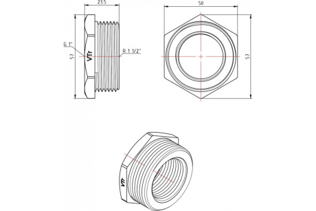 Купить Футорка 1 1/2"*1"  VALTEC фото №2