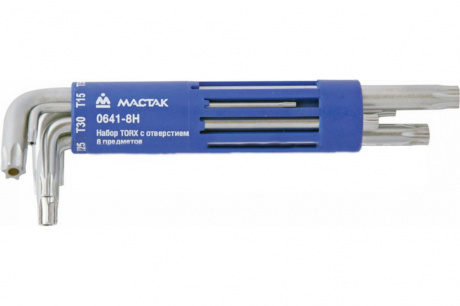 Купить Набор ключей TORX с отверстием L-образные 8 предметов MACTAK 0641-8HB фото №1