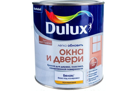 Купить Эмаль Dulux Окна и Двери универс. полумат BW 0.75л  5327289 фото №1