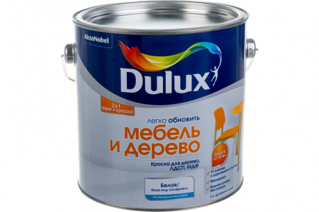 Купить Краска водно-дисперсионная DULUX МЕБЕЛЬ И ДЕРЕВО матовая Баз BW 2 л фото №2