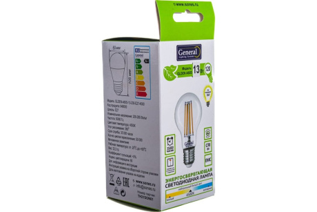 Купить Лампа F-LED GENERAL  Груша GLDEN-A60S-13W-4500-E27 филаментная  646000 фото №5