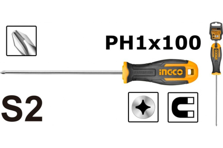 Купить INGCO INDUSTRIAL Отвертка крестовая PH1 x100мм  HS68PH1100 фото №2